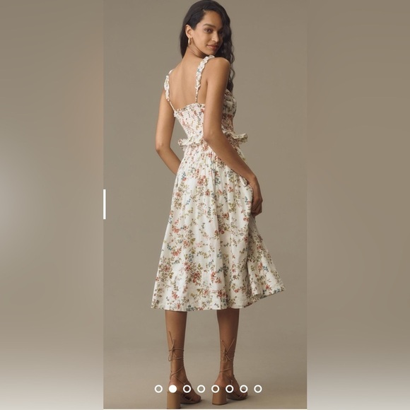 Anthropologie Floral Midi Dress with Ruffle Details size Small - Picture 4 of 16